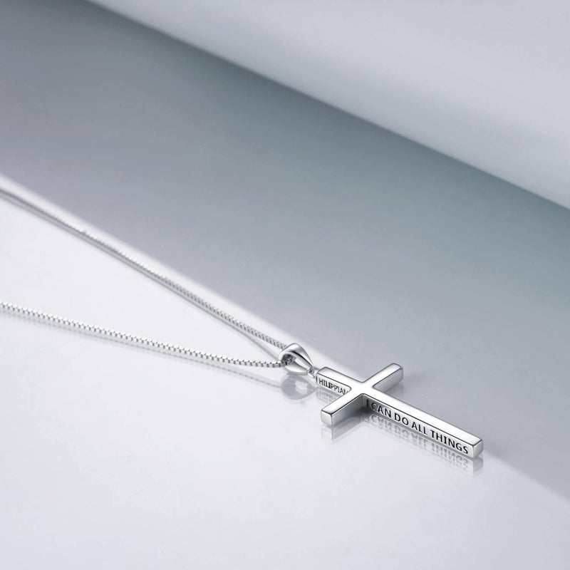 POPLYKE Cross Necklace for Women 925 Sterling Silver Cross Necklace for Men I Can Do All The Things Inspirational Necklace Jewelry for Mothers Day Birthday Gifts 20+2'' - Image 3